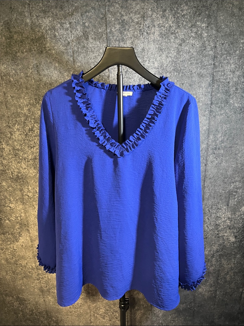 JODIFL Ruffle V-Neck Blouse - Cobalt Blue